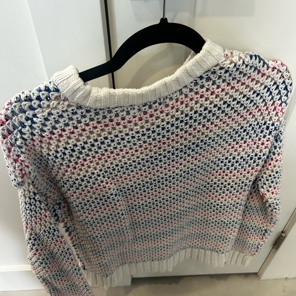 Reitmans Cream Knit Sweater with Navy and Pink Stripes - Picture 3 of 3
